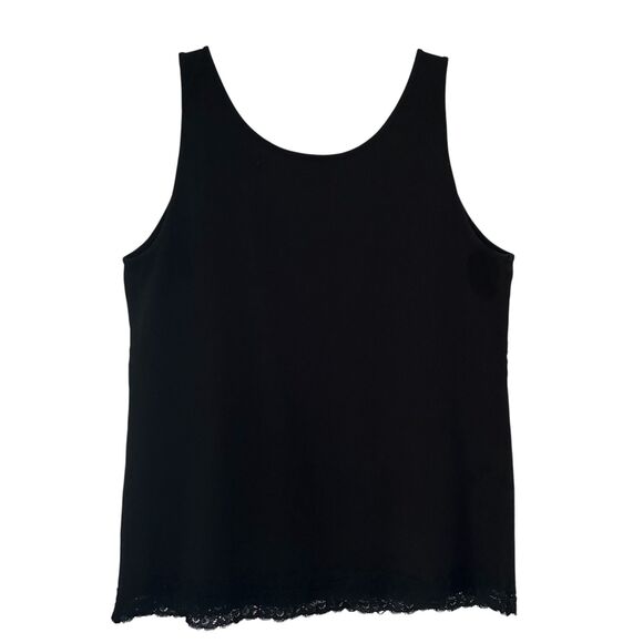 Ann Taylor Tops - Ann Taylor Black Lace Trim Cami Tank Top Women’s XL Cotton Spandex Blend